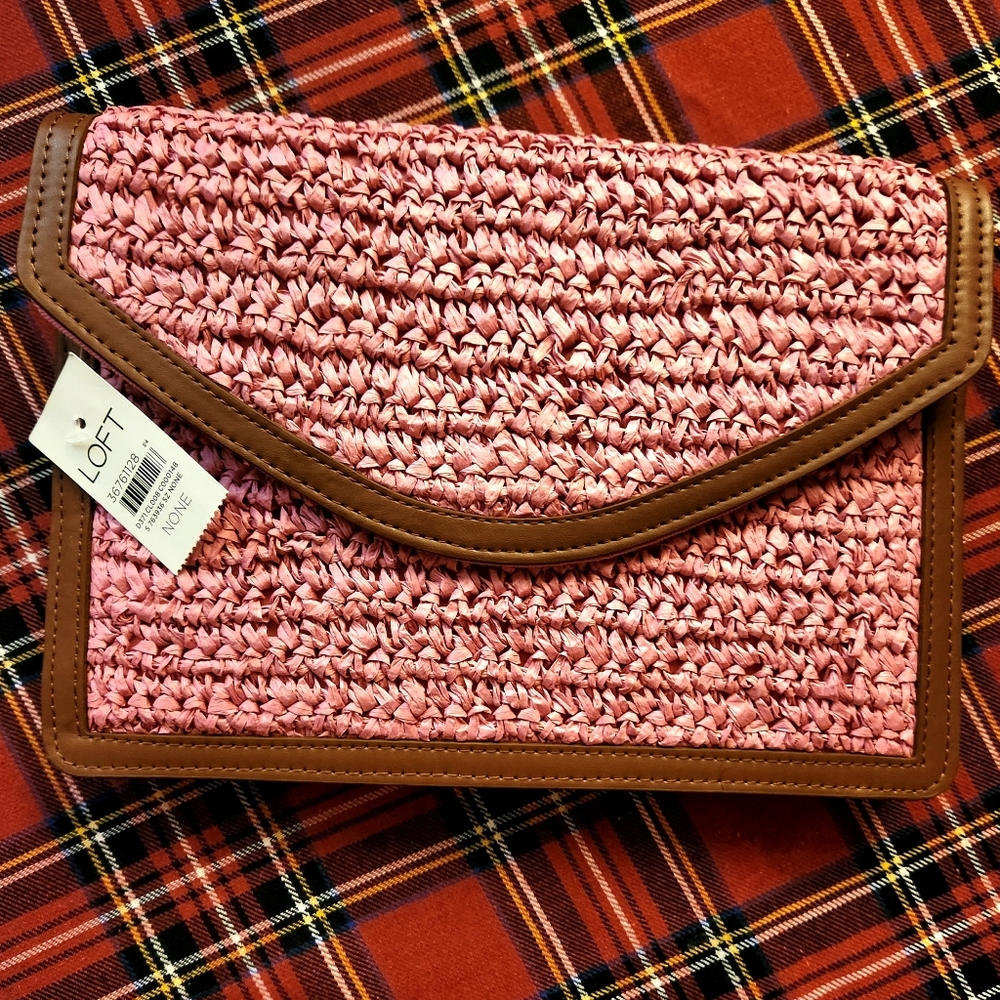 LOFT Pink Woven Clutch